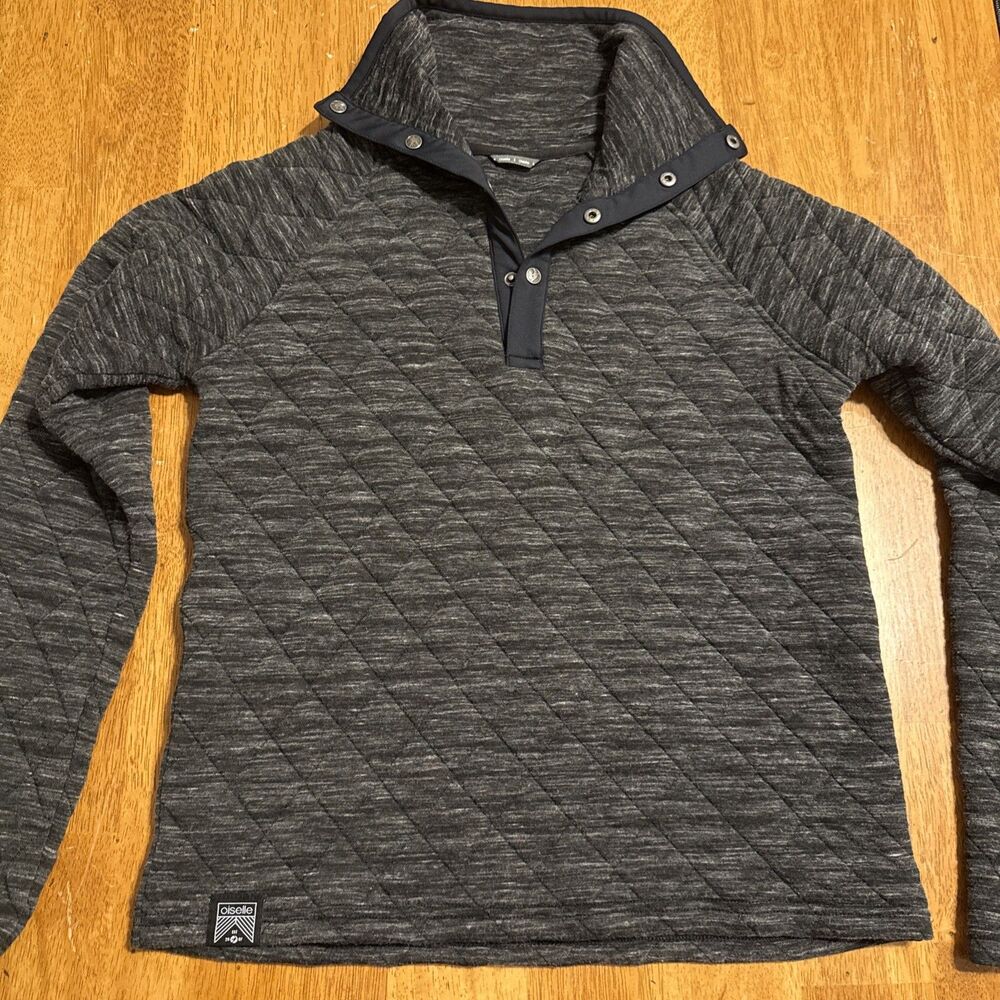 Oiselle Quilted Pullover Sweatshirt black/gray Womens Sz S